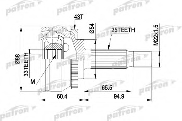 Купить pcv3416 PATRON Шарнирный комплект, приводной вал в интернет-магазине Ravta – самая низкая цена
