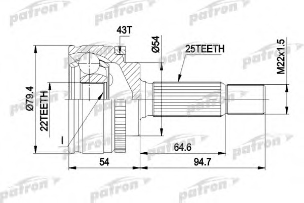 Купить pcv4306 PATRON Шарнирный комплект, приводной вал в интернет-магазине Ravta – самая низкая цена