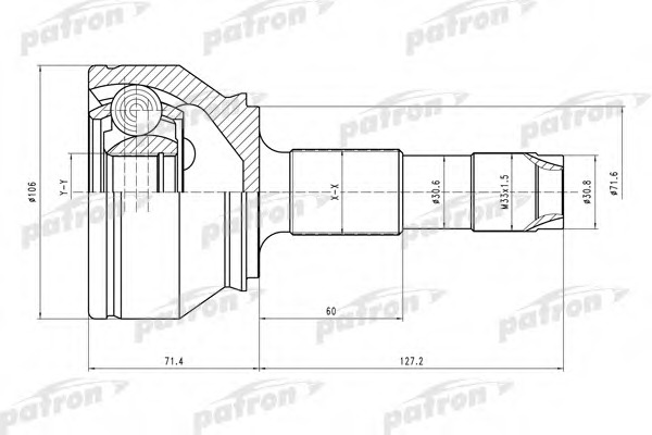 pcv4598 PATRON Шарнирный комплект, приводной вал