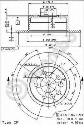 08.3441.24 BREMBO Тормозной диск