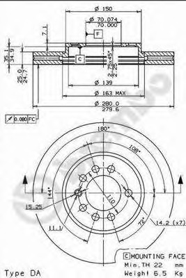 09.7629.10 BREMBO Тормозной диск