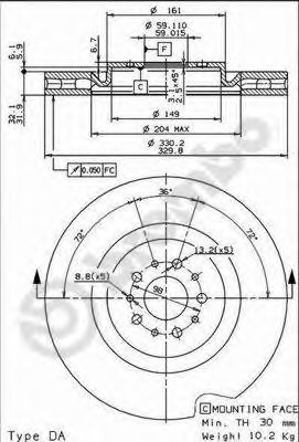 09.8933.11 BREMBO Тормозной диск