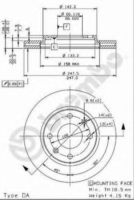 09.9610.14 BREMBO Тормозной диск