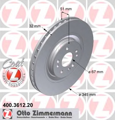 Купить 400.3612.20 ZIMMERMANN Тормозной диск в интернет-магазине Ravta – самая низкая цена