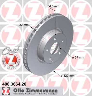 Купить 400.3664.20 ZIMMERMANN Тормозной диск в интернет-магазине Ravta – самая низкая цена