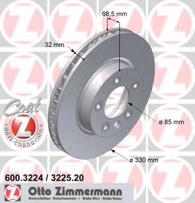 Купить 600.3224.20 ZIMMERMANN Тормозной диск в интернет-магазине Ravta – самая низкая цена