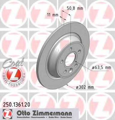 Купить 250.1361.20 ZIMMERMANN Тормозной диск в интернет-магазине Ravta – самая низкая цена
