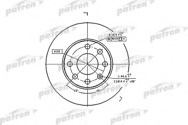 pbd1608 PATRON Тормозной диск