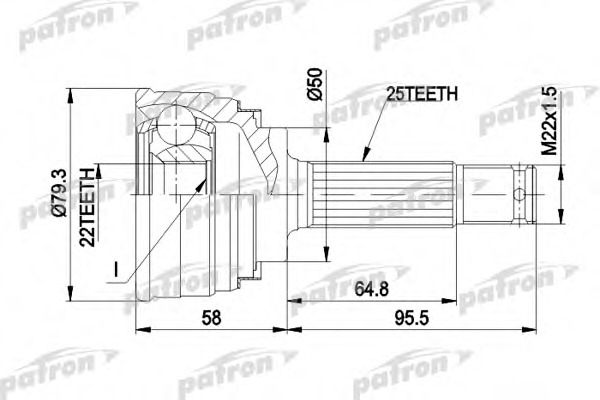 pcv1047 PATRON Шарнирный комплект, приводной вал