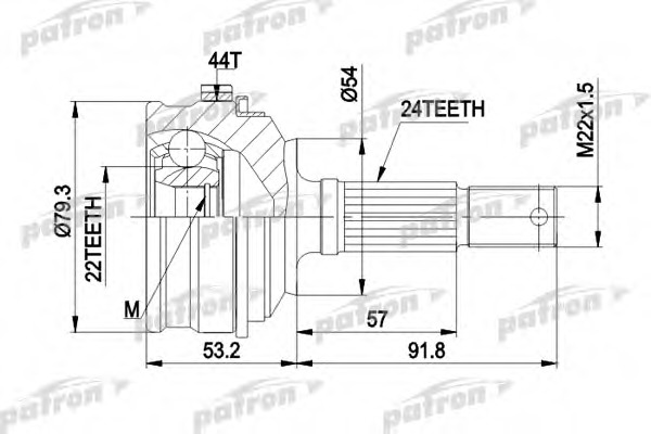 pcv1159 PATRON Шарнирный комплект, приводной вал