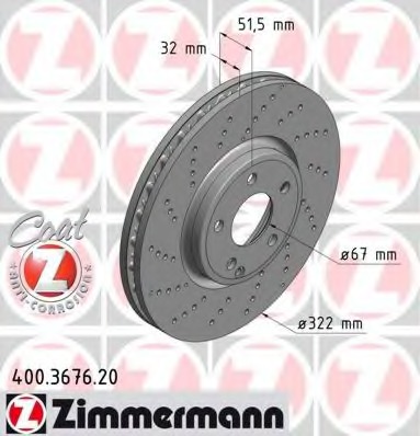Купить 400.3676.20 ZIMMERMANN Тормозной диск в интернет-магазине Ravta – самая низкая цена