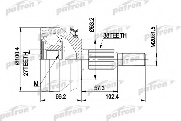 pcv4032 PATRON Шарнирный комплект, приводной вал