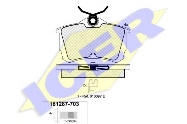 181287-703 ICER Комплект тормозных колодок, дисковый тормоз