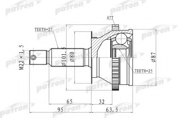 Купить pcv8728 PATRON Шарнирный комплект, приводной вал в интернет-магазине Ravta – самая низкая цена