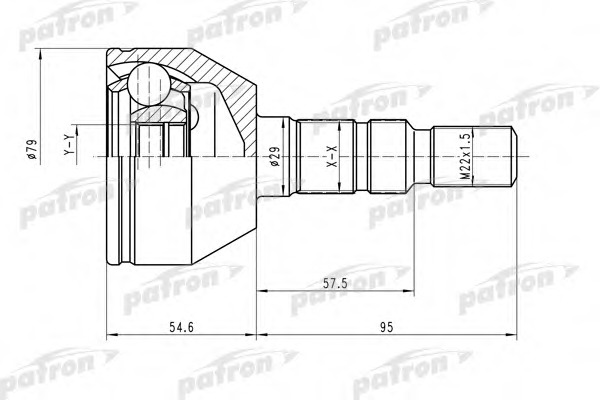 pcv1504 PATRON Шарнирный комплект, приводной вал