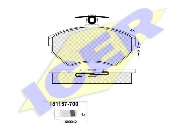 181157-700 ICER Комплект тормозных колодок, дисковый тормоз