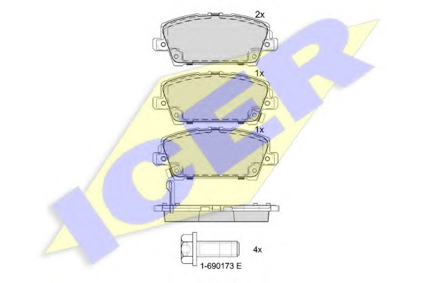181773 ICER Комплект тормозных колодок, дисковый тормоз