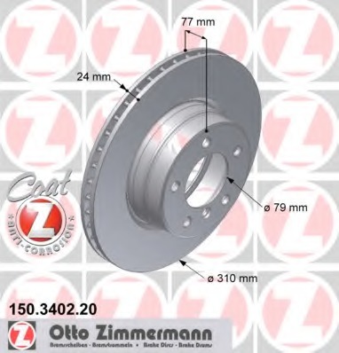 Купить 150.3402.20 ZIMMERMANN Тормозной диск в интернет-магазине Ravta – самая низкая цена