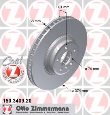 Купить 150.3409.20 ZIMMERMANN Тормозной диск в интернет-магазине Ravta – самая низкая цена