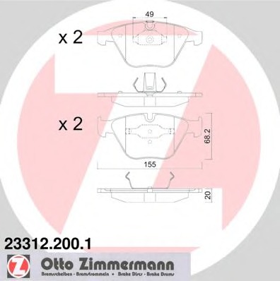23312.200.1 ZIMMERMANN Комплект тормозных колодок, дисковый тормоз
