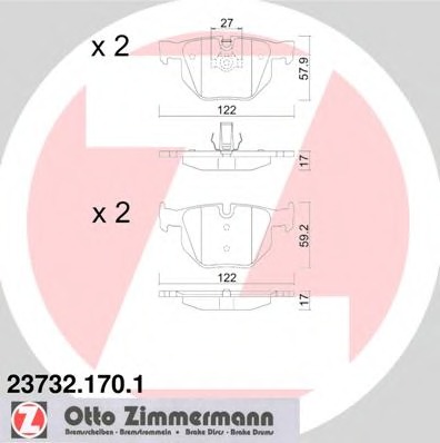 23732.170.1 ZIMMERMANN Комплект тормозных колодок, дисковый тормоз