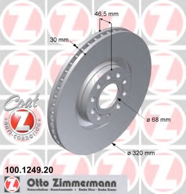 Купить 100.1249.20 ZIMMERMANN Тормозной диск в интернет-магазине Ravta – самая низкая цена