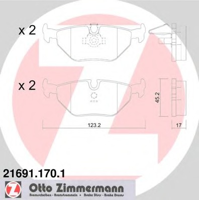 21691.170.1 ZIMMERMANN Комплект тормозных колодок, дисковый тормоз