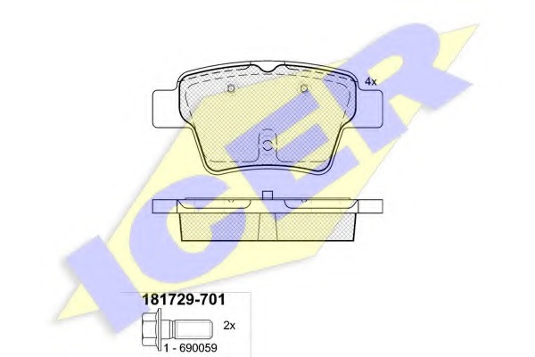 181729-701 ICER Комплект тормозных колодок, дисковый тормоз