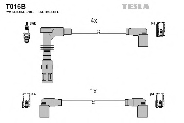 t016b TESLA Комплект проводов зажигания