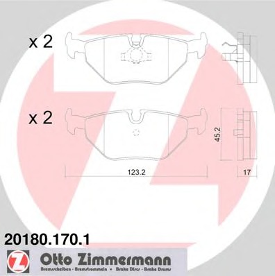 20180.170.1 ZIMMERMANN Комплект тормозных колодок, дисковый тормоз