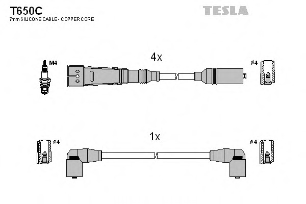 t650c TESLA Комплект проводов зажигания