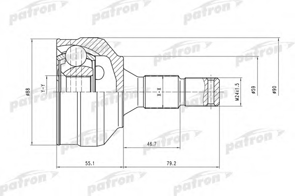 pcv1455 PATRON Шарнирный комплект, приводной вал