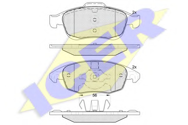 181852 ICER Комплект тормозных колодок, дисковый тормоз