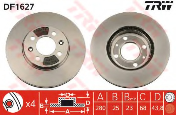 DF1627 TRW Тормозной диск