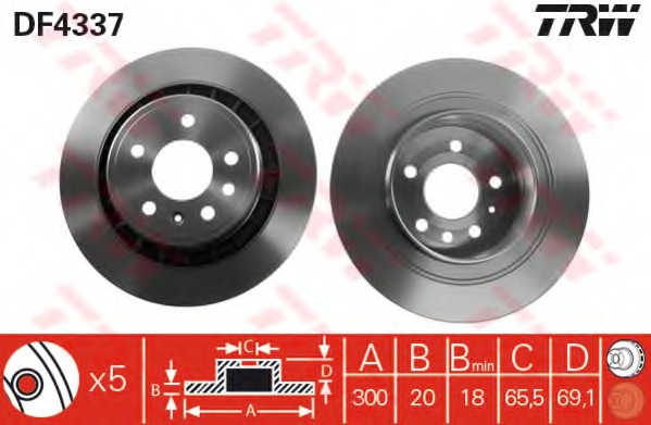 DF4337 TRW Тормозной диск