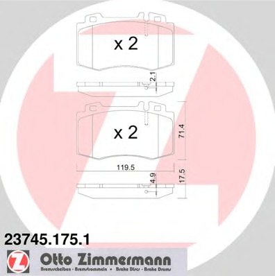 23745.175.1 ZIMMERMANN Комплект тормозных колодок, дисковый тормоз