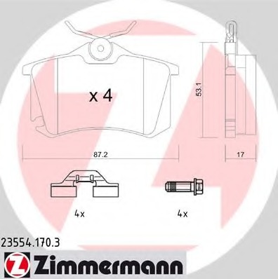 23554.170.3 ZIMMERMANN Комплект тормозных колодок, дисковый тормоз