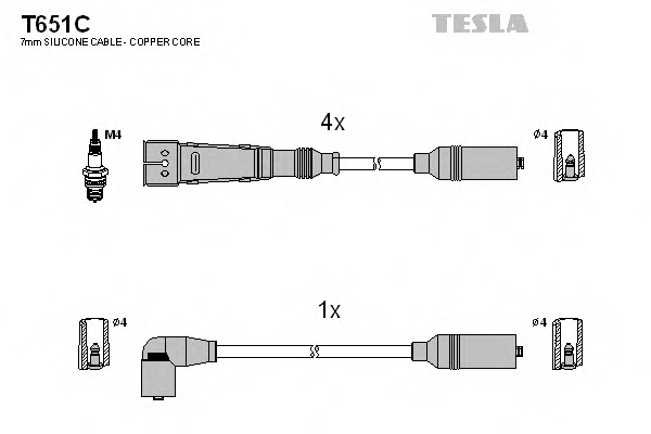 t651c TESLA Комплект проводов зажигания