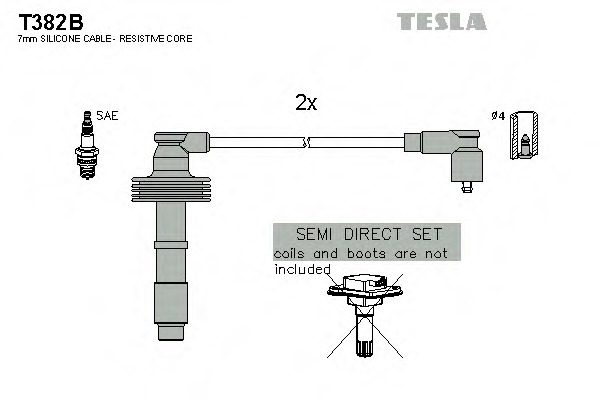 t382b TESLA Комплект проводов зажигания