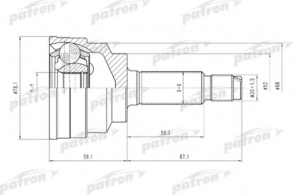 pcv1548 PATRON Шарнирный комплект, приводной вал