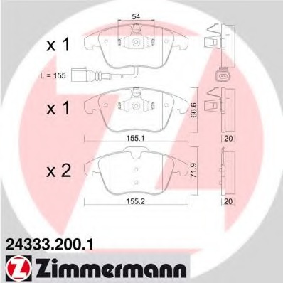Купить 24333.200.1 ZIMMERMANN Комплект тормозных колодок, дисковый тормоз в интернет-магазине Ravta – самая низкая цена