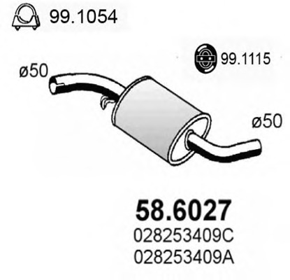 Купить 58.6027 ASSO Средний глушитель выхлопных газов в интернет-магазине Ravta – самая низкая цена