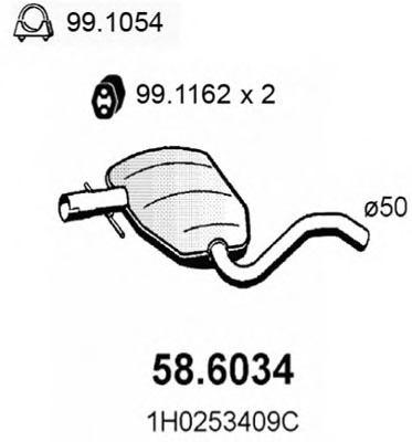 Купить 58.6034 ASSO Средний глушитель выхлопных газов в интернет-магазине Ravta – самая низкая цена