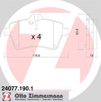 24077.190.1 ZIMMERMANN Комплект тормозных колодок, дисковый тормоз