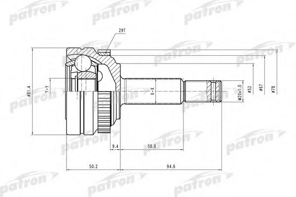 pcv1118 PATRON Шарнирный комплект, приводной вал