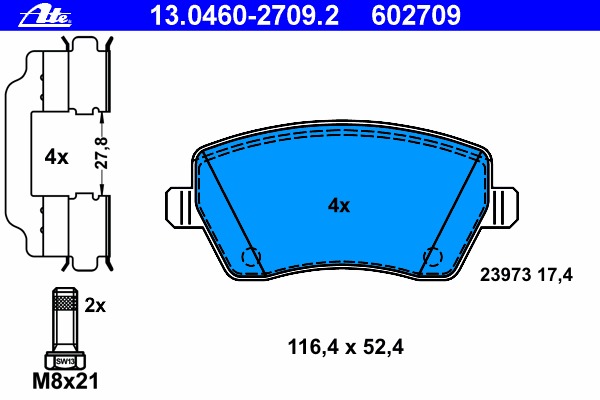 Купить 13.0460-2709.2 ATE Комплект тормозных колодок, дисковый тормоз в интернет-магазине Ravta – самая низкая цена