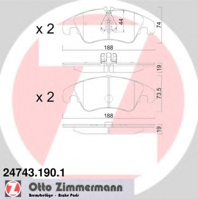 24743.190.1 ZIMMERMANN Комплект тормозных колодок, дисковый тормоз