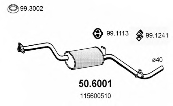 50.6001 ASSO Средний глушитель выхлопных газов