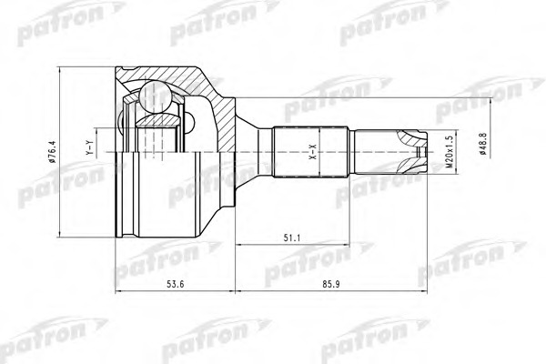 pcv1407 PATRON Шарнирный комплект, приводной вал