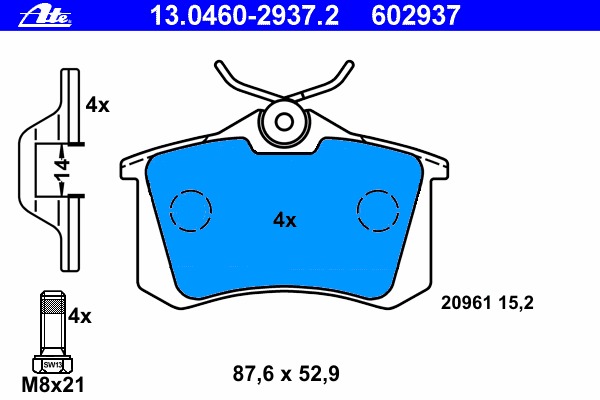 Купить 13.0460-2937.2 ATE Комплект тормозных колодок, дисковый тормоз в интернет-магазине Ravta – самая низкая цена